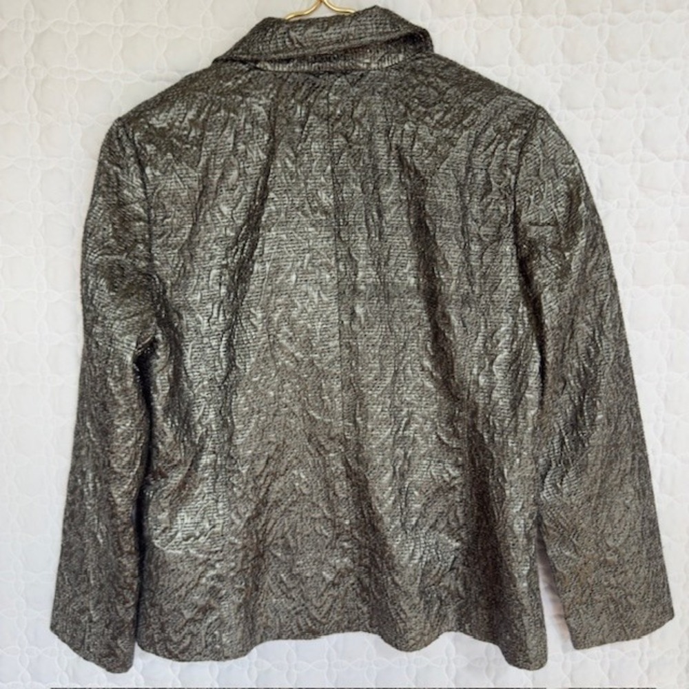 Chico's Blazer Women's Size Button Shimmer Metallic Glitz Glam Corporate Shimmer - Picture 3 of 13